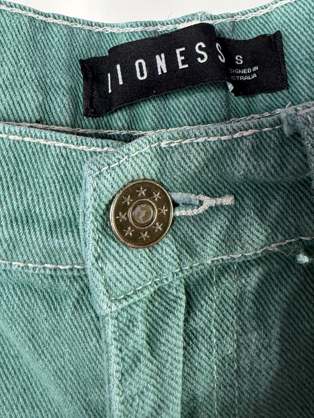 Lioness Cotton Wide Leg Denim Cargo Pants in Teal Size Small - Picture 4 of 8